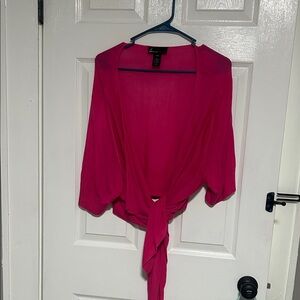 Lane Bryant Vibrant Pink Knit sweater tie Top